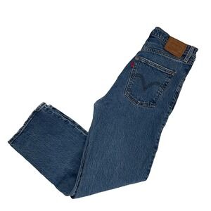 Levi's Women's Blank Tab Blue Ribcage Straight Ankle‎ Jeans 27 x 26 Button Fly
